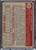 1952 Topps #319 Al Walker Brooklyn Dodgers - Back