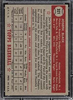 1952 Topps #321 Joe Black Brooklyn Dodgers - Back