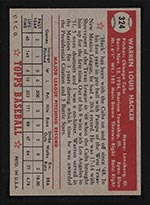 1952 Topps #324 Warren Hacker Chicago Cubs - Back