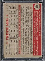 1952 Topps #326 George Shuba Brooklyn Dodgers - Back