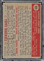 1952 Topps #333 Pee Wee Reese Brooklyn Dodgers - Back