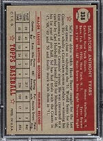 1952 Topps #338 Sal Yvars New York Giants - Back