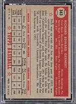 1952 Topps #343 Dick Gernert Boston Red Sox - Back