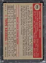 1952 Topps #346 George Spencer New York Giants - Back