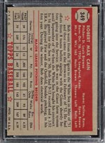 1952 Topps #349 Bob Cain St. Louis Browns - Back