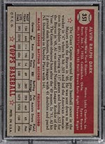 1952 Topps #351 Al Dark New York Giants - Back