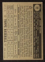 1952 Topps #35 Hank Sauer Chicago Cubs - Black Back