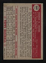 1952 Topps #360 George Crowe Boston Braves - Back