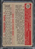 1952 Topps #370 Billy Hoeft Detroit Tigers - Back