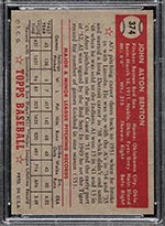 1952 Topps #374 Al Benton Boston Red Sox - Back