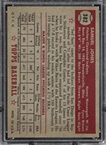 1952 Topps #382 Sam Jones Cleveland Indians - Back
