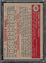 1952 Topps #401 Bob Schultz Chicago Cubs - Back