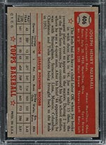 1952 Topps #406 Joe Nuxhall Cincinnati Reds - Back