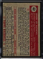 1952 Topps #407 Eddie Mathews Boston Braves - Back