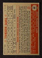 1952 Topps #49 Johnny Sain New York Yankees - Red Back