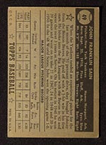1952 Topps #49 Johnny Sain New York Yankees - Black Back
