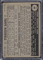 1952 Topps #49 Johnny Sain (Page Bio) New York Yankees - Back