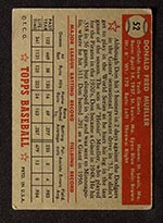 1952 Topps #52 Don Mueller New York Giants - Red Back