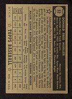 1952 Topps #52 Don Mueller New York Giants - Black Back