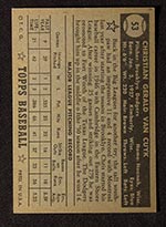 1952 Topps #53 Chris Van Cuyk Brooklyn Dodgers - Black Back