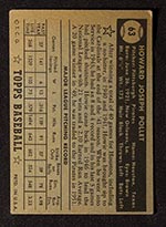 1952 Topps #63 Howie Pollet Pittsburgh Pirates - Black Back