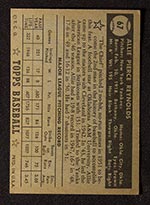 1952 Topps #67 Allie Reynolds New York Yankees - Black Back