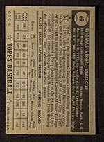 1952 Topps #69 Virgil Stallcup Cincinnati Reds - Black Back