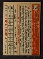 1952 Topps #73 William Werle Pittsburgh Pirates - Red Back