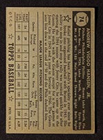 1952 Topps #74 Andy Hansen Philadelphia Phillies - Black Back