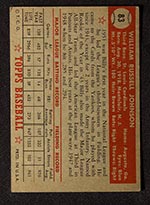 1952 Topps #83 Billy Johnson St. Louis Cardinals - Back