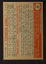 1952 Topps #92 Dale Mitchell Cleveland Indians - Back