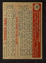 1952 Topps #95 Ken Holcombe Chicago White Sox - Back