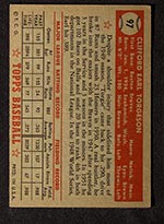 1952 Topps #97 Earl Torgeson Boston Braves - Back