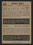 1953-1954 Parkhurst #45 Benny Woit Detroit Red Wings - Back