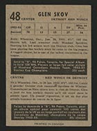 1953-1954 Parkhurst #48 Glen Skov Detroit Red Wings - Back