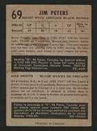 1953-1954 Parkhurst #69 Jim Peters Chicago Black Hawks - Back