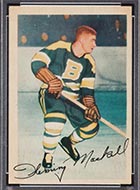 1953-1954 Parkhurst #91 Fleming Mackell (With Bio) Boston Bruins - Front