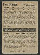 1954-1955 Parkhurst #20 Fern Flaman Toronto Maple Leafs - Back