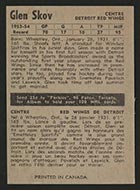 1954-1955 Parkhurst #40 Glen Skov Detroit Redwings - Back