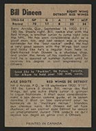 1954-1955 Parkhurst #48 Bill Dineen Detroit Redwings - Back