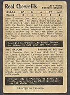 1954-1955 Parkhurst #63 Real Chevrefils Boston Bruins - Back