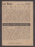 1954-1955 Parkhurst #67 Leo Reise New York Rangers - Back
