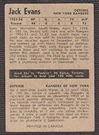 1954-1955 Parkhurst #72 Jack Evans New York Rangers - Back