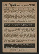 1954-1955 Parkhurst #84 Lee Fogolin Chicago Black Hawks - Back