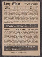 1954-1955 Parkhurst #85 Larry Wilson Chicago Black Hawks - Back