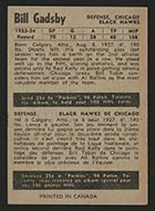 1954-1955 Parkhurst #87 Bill Gadsby Chicago Black Hawks - Back