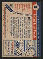 1954-1955 Topps #1 Dick Gamble Chicago Black Hawks - Back