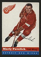 1954-1955 Topps #34 Marty Pavelich Detroit Red Wings - Front