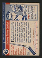 1954-1955 Topps #45 Tony Leswick Detroit Red Wings - Back