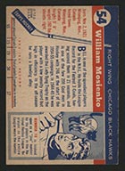 1954-1955 Topps #54 Bill Mosienko Chicago Black Hawks - Back